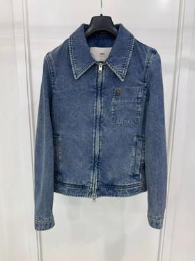 中性款logo拉链牛仔外套la