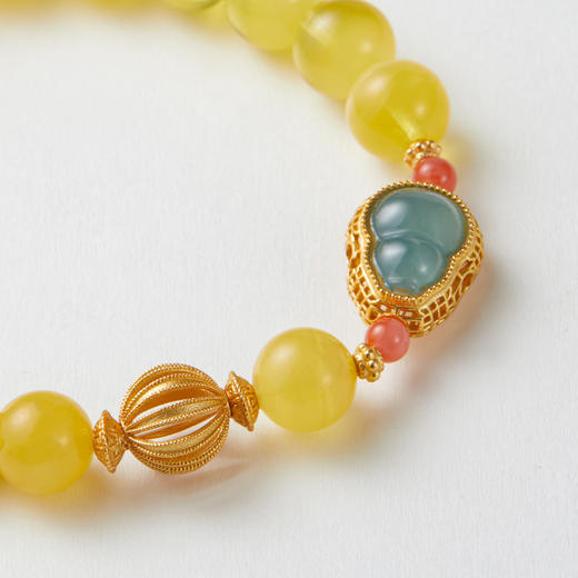 蜜蜡翡翠单圈手串 商品图3