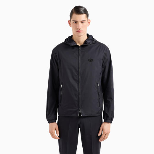【三】EMPORIO ARMANI 阿玛尼 男士带兜帽和徽标贴片的防水尼龙外套 深蓝色 8N1BQ0 1NZQZ 0920 商品图1