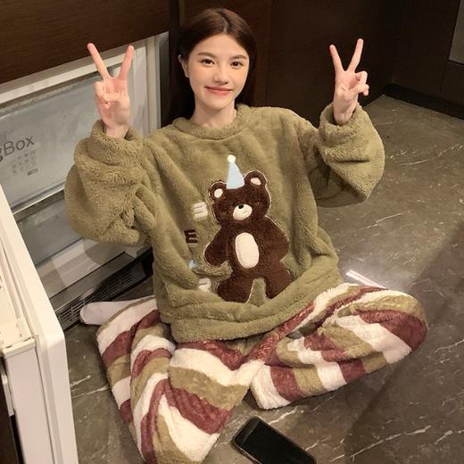 买手优选长毛绒圆领套头少女卡通加绒加厚家居服套装168293097 商品图1