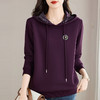 加绒加厚大码连帽卫衣女秋冬2026新款套头帽衫休闲长袖女士紫色上衣 商品缩略图0