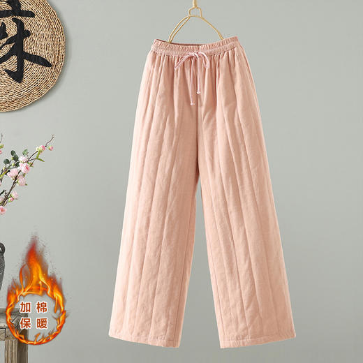 GYH 5631纯色休闲阔腿棉裤松紧腰宽松系带百搭裤 商品图2