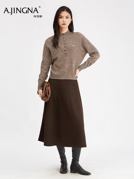 【雪花纱绵羊毛】阿菁娜冬季新款雪花纱绵羊毛衫半高领云朵触感慵懒氛围感F30D302009 商品图3