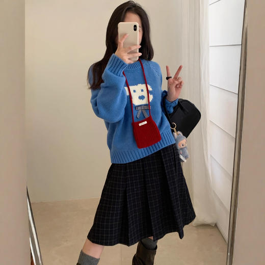 【YW】无忧购减龄卡通狗狗蝴蝶结圆领套头秋冬毛衣女91447（截单后3-5天发货） 商品图4