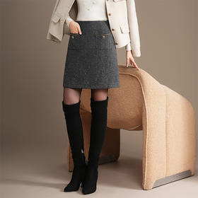 「自」全新升级【铂金会员137/天猫179/差价42】(13007)洛诗琳气质小香风小毛呢半身裙2025秋冬新款通勤显瘦A字裙