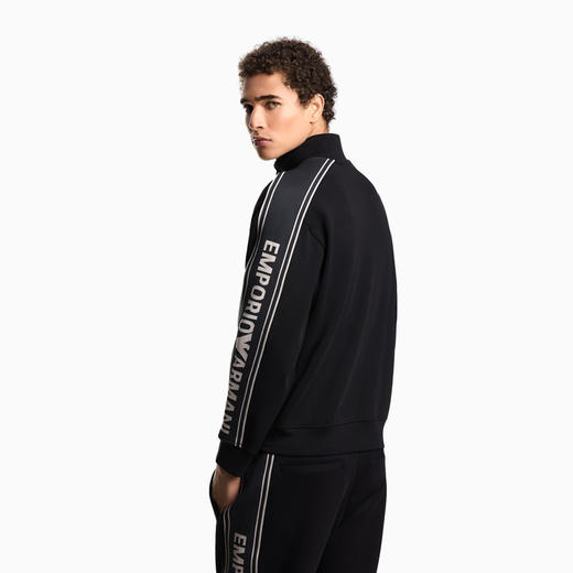 EMPORIO ARMANI 阿玛尼 男士徽标条纹 ASV 双面针织全拉链运动卫衣 黑色 EM002913 AF10013 UC001 商品图2