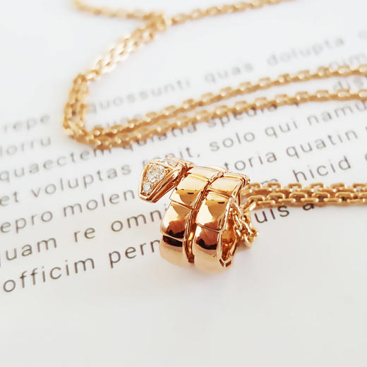 【95新】BVLGARI宝格丽Serpenti Viper系列 35779418K玫瑰金头尾钻灵蛇蛇骨项链链长约44cm女士131125NJS05 商品图3