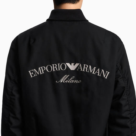 EMPORIO ARMANI 阿玛尼 男士字母徽标刺绣尼龙棉服 黑色 EM003124 AF18264 UC001 商品图3
