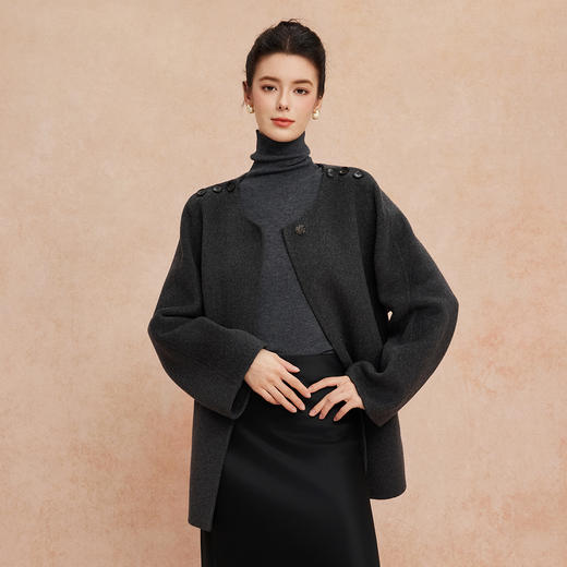 QH959斯尔丽25新款高质韩系肩部显精神显瘦利落手工双面一手长大衣 商品图5