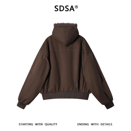 FC0034SDSA男士秋冬新款痞帅男装美式复古简约毛毛双面可穿连帽卫衣外套 商品图5