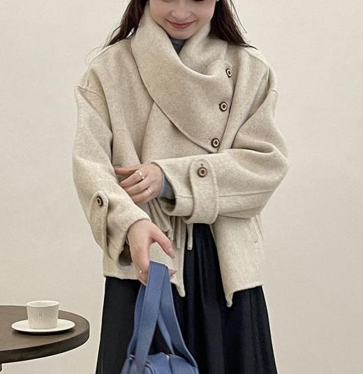 【YW】无忧购“清仓福利”秋冬时尚韩版宽松围巾双面羊绒大衣女羊毛呢外套（截单后3-5天发货） 商品图2