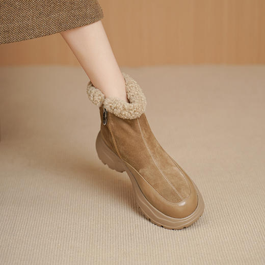 OLD 660-1翻皮马丁靴加绒短靴大棉鞋东北保暖鞋毛毛雪地靴 商品图1