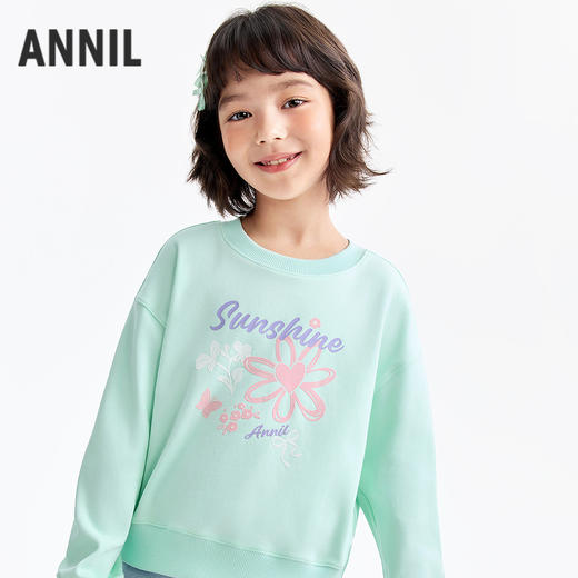 女童圆领长袖卫衣春季新款安奈儿童装EG611578 商品图0
