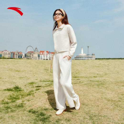 安踏易打理套头卫衣女2025秋季新款半开襟翻领长袖上衣162537706 商品图2