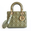 【95新】Dior迪奥Lady Dior手袋绿色金扣四格徽章戴妃手提单肩包女士181125AK16 商品缩略图0
