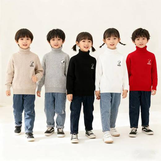 {史努比}儿童装高领毛衣冬季内搭校服神奇百搭打底衫90-160 商品图0