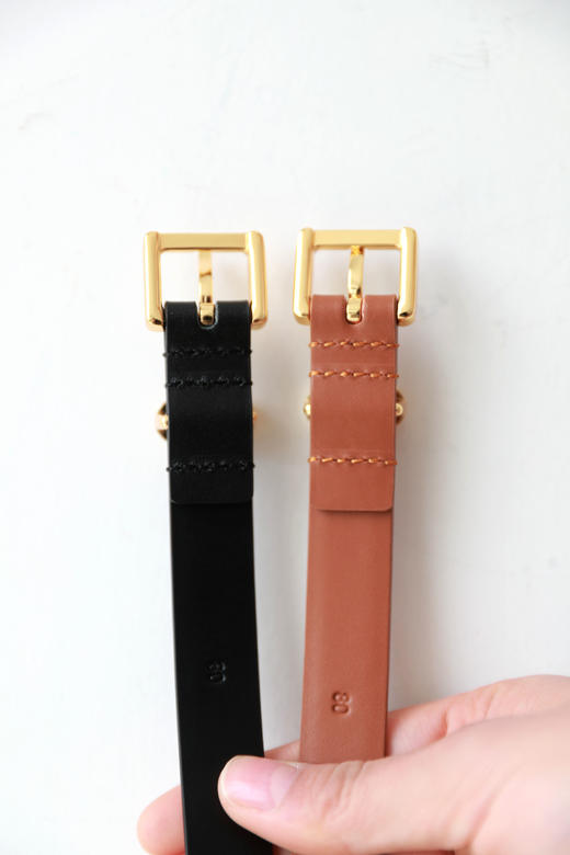 天然牛皮腰带，出口意大利。法式复古风金属五金固定皮带C112488 商品图14