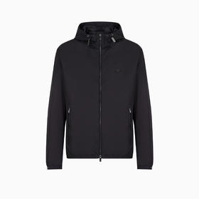 【四】EMPORIO ARMANI 阿玛尼 男士带兜帽和徽标贴片的防水尼龙外套 深蓝色 8N1BQ0 1NZQZ 0920