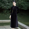 刺绣黑色丝绒显瘦奥黛改良旗袍秋冬	 SC18151 商品缩略图4