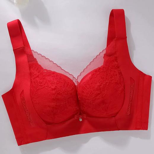 ZYQ-613  无侧骨文胸女士小胸聚拢薄款透气舒适莫代尔调整型本命年大红内衣（单件） 商品图2