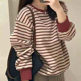  69 元秒杀！ins百万博主同款韩系条纹卫衣，百搭显瘦天花板！
