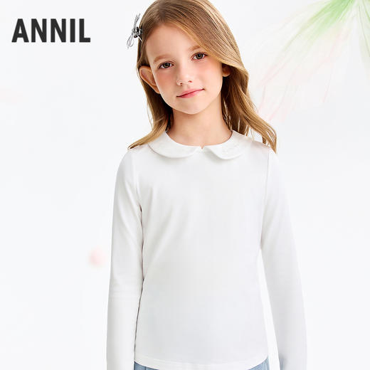 女童翻领长袖针织衫春季新款安奈儿童装EG611575 商品图2