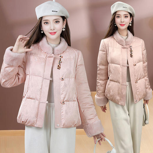 QYM BL882气质国风穿搭羽绒服时尚宽松显瘦休闲风白鸭绒外套 商品图0