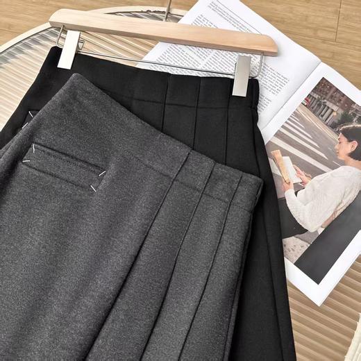 冬季软糯厚款遮胯显瘦百褶智性半身裙 商品图14