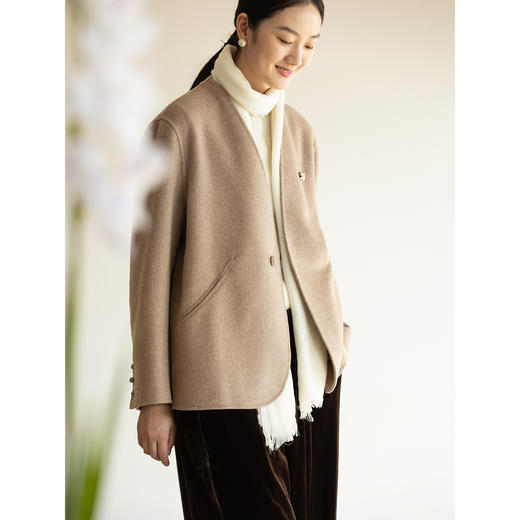 牧衣游原创 双面呢毛呢外套新款极简时尚松弛感文艺开衫 梦璃纱 商品图1