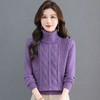 U7792-158高领麻花编织打底衫加厚针织衫女士冬季保暖宽松显瘦百搭毛衣上衣 商品缩略图2
