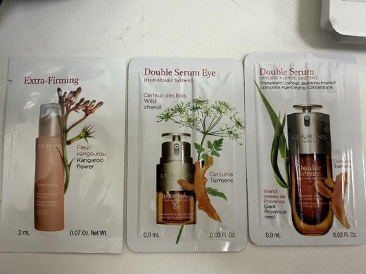clarins2024072302 娇韵诗CLARINS 黄金双萃面部精华油眼部精华弹簧霜日霜试用旅行装护肤品小样套装 商品图0