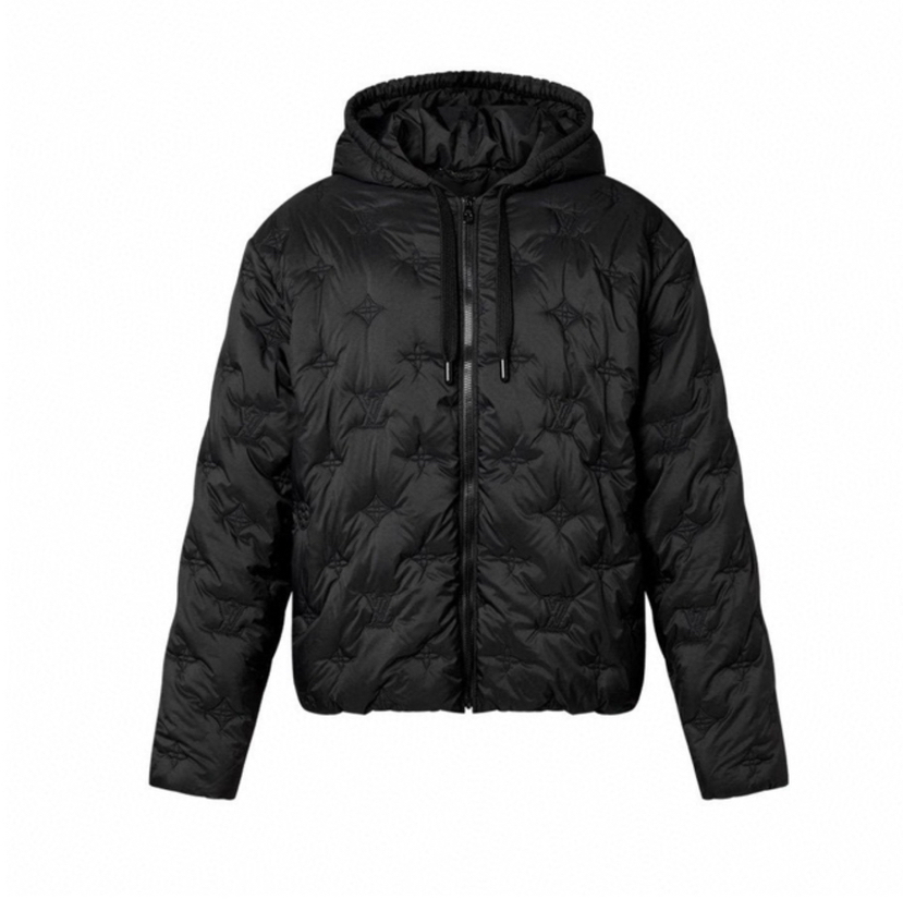 L-C  绗缝连帽拉链棉服