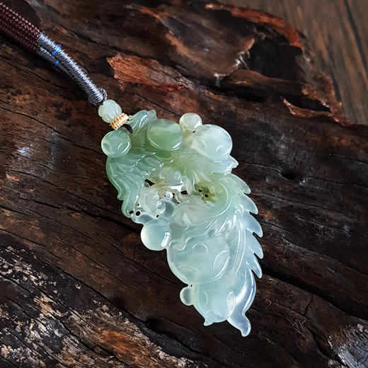【天然正品】A货翡翠天然无杂裂冰种凤凰造型翡翠（幸福、尊贵）吊坠项链61.8*33.6*6..3MM（皆取最大值）女士131125NJM37 商品图4