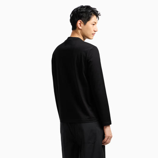 EMPORIO ARMANI 阿玛尼 男士带有提花标志的针织圆领长袖T恤 黑色 8N1TD7 1JGYZ 0021 商品图2