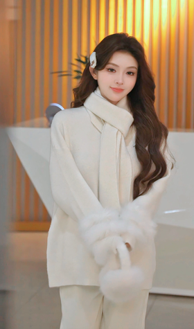 毛织中上衣（带围巾）