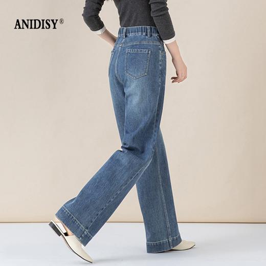  高腰拉链宽松垂感阔腿直筒牛仔裤 商品图4