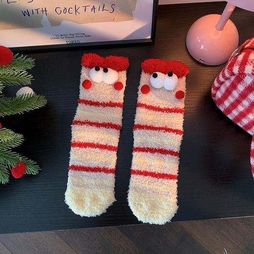 买手优选珊瑚绒袜子立体大眼睛卡通地板袜圣诞袜168294647 商品图4