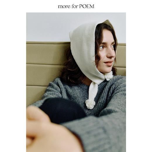 moreforPOEM 25/FW立体花朵三角巾围巾纯羊毛 商品图3