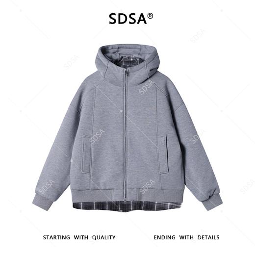 1799BSDSA秋冬新款痞帅男装韩版下摆拼接拉链立领连帽羽绒服外套百搭 商品图1