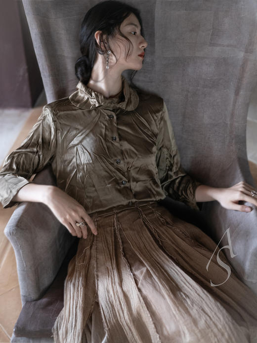 Paul Harnden 25AW 古褐金真丝SEATHWAITE衬衫 商品图1