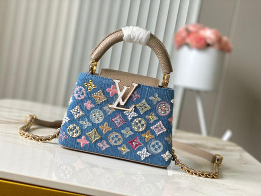 秋冬特惠💰1680 渠道级LV 新品 te级LV 动态芯片 M12947/M48865淡咖丹宁花朵刺绣款 商品图0