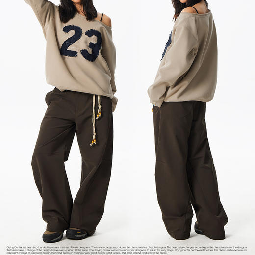 CryingCenter 斜肩加绒做旧宽松号码卫衣 哭喊中心 商品图2