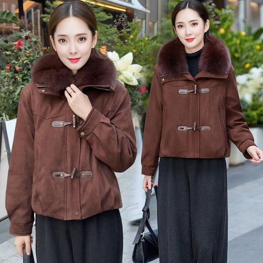 QYM 59135狐狸毛麂皮绒羽绒服毛领气质显瘦加厚保暖外套 商品图1