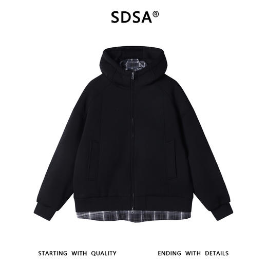 1799BSDSA秋冬新款痞帅男装韩版下摆拼接拉链立领连帽羽绒服外套百搭 商品图0