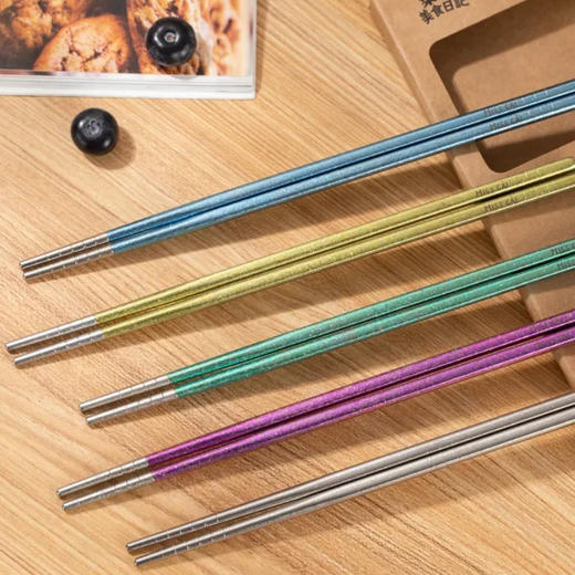 菜菜定制钛筷5件套| 冰花工艺，多人分色区分，防霉抑菌入口更放心 商品图1