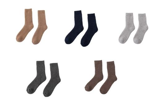 【5双】39%绵羊毛  秋冬加厚款羊毛袜 柔软亲肤 舒适保暖 A-5501 商品图0