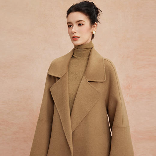 QH949斯尔丽2025新款松弛简约大气商场同款宽松版显瘦长款羊毛大衣 商品图3