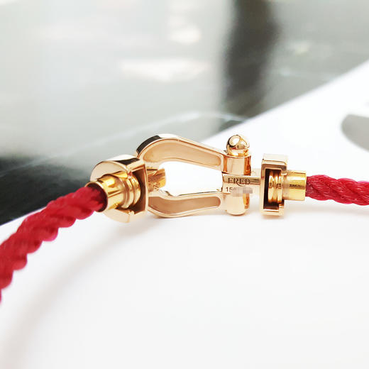 【95新】FRED斐登Force 10系列0B0074中号18K玫瑰金满钻Force 10马蹄扣手链链扣尺寸约20*10mm。链绳16号中性款181125NJS21 商品图5