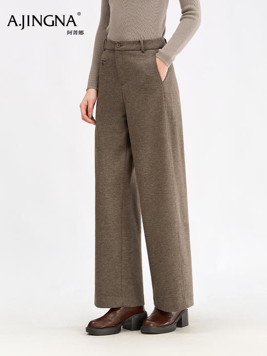 【 垂感阔腿】阿菁娜冬季新款丝羊绒裤山羊绒桑蚕丝硬核CP垂感阔腿F30D210017 商品图1