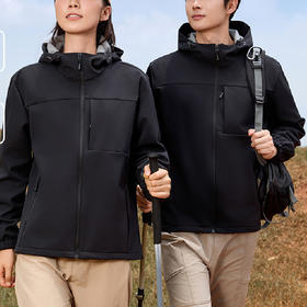 跃牌【跃LEAP-ACTIVE】秋冬冲锋衣软壳男女防风防水一体连帽加绒加厚登山服上衣2578